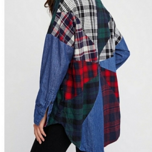 FREE PEOPLE oversized flannel top “rainbow rays” - Picture 2 of 5